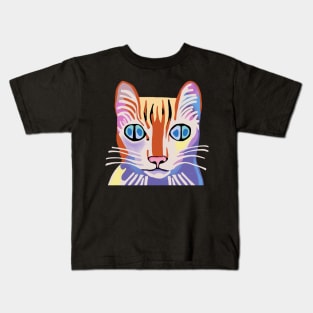 Alien Tabby Cat with Four Pupils Kids T-Shirt